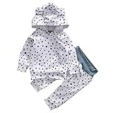 ITFabs 2pcs赤ちゃん男の子女の子パーカーパンツセットwithキュートブラックドット印刷ホワイトコットンパンツOutfit Clothes カラー: ホワイト