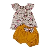 Canis ベビー服　女の子 ２点セット（上着＋パンツ） 赤ちゃん服　 幼児 上下セット 花柄 蝶結び かわいい 涼しい (80cm)
