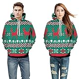 Holdego クリスマスプリントプルオーバーロングスリーブパーカースウェットシャツメンズプルオーバー　オーバーサイズ長袖トップス　裏起毛　暖かい　3Dプリント ユニセックス　カジュメンズ3Dプリント