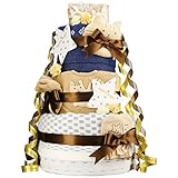 今治タオル imabari towel 出産祝い 日本製 オーガニック 豪華3段DX おむつケーキ おすみつき ファーストベビーシューズ (パンパーステープタイプＬサイズ)