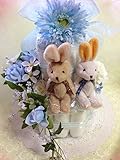 おむつケーキ 2段　 センスが良い出産祝い　結婚祝い　　男の子の双子ちゃん用　ブルー (はじめての肌へのいちばんSサイズ)