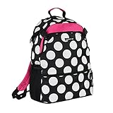 【Grandir】 マザーズバッグ リュック 大容量 多機能 ポケット多数 柄 カラフル カラー 多数 全４色 (ピンク/ブラック)