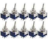 Yueton 10 Pcs AC 125V 6A Amps ON/ON 6 Terminals 2 Position DPDT Toggle Switch [並行輸入品]