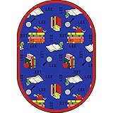 Joy Carpets Kid Essentials Language & Literacy Oval Spanish Bookworm Rug Blue 5'4 x 7'8 [並行輸入品]