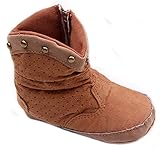 ELee Baby Toddler Vintage Rivets Soft-sole Non Slip Cowboy Boots Slippers Cotton Warm Shoes (7-12M) 