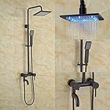 Rozin ® LEDライトTop 8 " Square Rainfall浴槽シャワー蛇口ミキサータップwith Handスプレーオイルはブロンズ