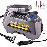 エアコンプレッサー AUPERTO車用空気入れ 電動ポンプ 小型 LEDライト 携帯用 12v 簡単かつ迅速 日本語説明書 一年保証付き