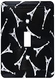 3drose LSP _ 59811 _ 1 Free FallingブラックNホワイトEiffelタワーライトスイッチカバー