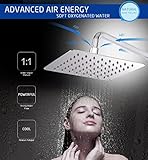 SR SUN RISE 8-inch Luxury Square Rainfall Shower Head Wall Mount High Pressure Rain Showerhead Ultra