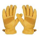 KKmoon 作業用 牛革手袋 革製作業手袋 ガーデニング 園芸 採掘 植栽 枝切り 溶接 防護手袋 運転手安全グローブ滑り止め 男女両用 XLサイズ