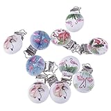 Baosity ベビー　赤ちゃん　おしゃぶりホルダー　おしゃぶりクリップ　木製　おしゃぶり　チェーン　全3色 - フラミンゴ