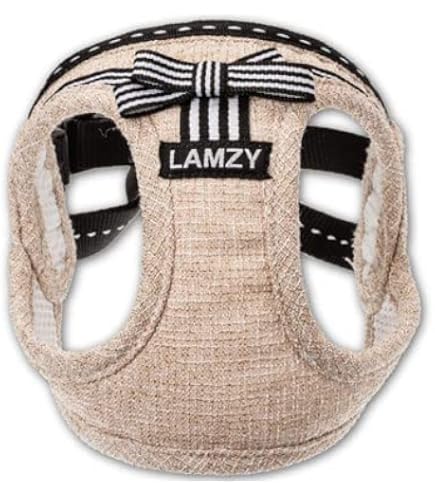 Amazon | 犬の胴輪 ソフトフェザーハーネス リボン S ベージュ リード