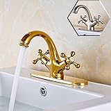 51BuyWorld トップクオリティの蛇口 温水と冷水Decorareカバープレート付きのバスルームミキサー蛇口ゴールデンブラッシュ蛇口 キッチンバスルームのための使用ホーム屋外ガーデンウォータール