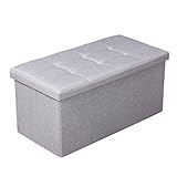 EPCTEK 収納ベンチ 収納スツール チェア 折たたみ ベンチ オットマン 応接チェア 収納ボックス コンパクト スペース活用 一人暮らし 引っ越し祝い（Mサイズ グレー）