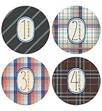 Lucy Darling Shop Monthly Baby Sticker - Baby Boy - Plaid Design - Months 1-12 [並行輸入品]