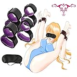 SMグッズ 手枷 足枷 セット M字開脚 ベルト 手足固定枷 開脚拘束具 SM拘束具 束縛具 縛り コスプレ 調教 手錠 大腿カフ 開脚 痛くない 小道具 強制 刺激 女性と プレイ用 大人のおもちゃ 6点セット 初心者にも (開脚枷)