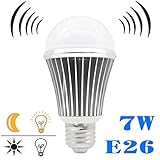 LED電球 光感知センサー付きLEDライト E26　7W 60W相当省エネ電球 室内用 ledランプ 【下方向タイプ】 (昼白色)