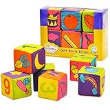 6 Pcs新しい幼児ベビー布ソフトRattle withサウンド建物ブロック早期教育玩具赤ちゃんソフトブロックキューブ7 cmカラフルな布キューブトイ