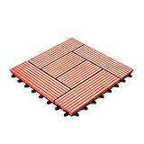 ウッドパネル ウッドタイル ウッドデッキ 人工木【タイプC】【ナチュラルレッド】樹脂 ベランダタイル ジョイントパネル 木製タイル (81枚セット)