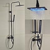 Rozin ® LEDライト8 " Rainfall浴槽シャワー蛇口セットミキサータップwith Handスプレーオイルはブロンズ