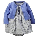 カーターズ Carter's カーディガン 半袖ロンパース ワンピース 2点セット ブルー＆花 ベビー服 女の子(24months(83-88cm)) [並行輸入品]
