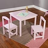 Hayden Kidsホワイト3 Pieceテーブルand椅子セットシンプルリビング椅子ベッドルームPlayroom Boys Girls再生、テーブル寸法: 23.6 " W x 23.6 " D 
