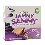 Plum Kids Organic Jammy Sammy Snack Size Sandwich Bar, Grape Jelly & Peanut Butter 5.15 Oz (145 G) P