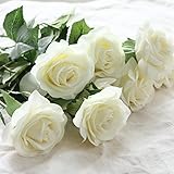Calcifer@ 10Pcs New Simulation High Quality Silk Roses Flowers Artificial Flowers (White) by Calcife