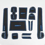 LEXLEYS スズキ スイフト スイフトスポーツ ZC系 ZD系 ドアスロットマット 専用インテリアラバーマットドアポケットマット アクセサリー SWIFT コンソールマット 12枚 防キズ 防汚れ（青）
