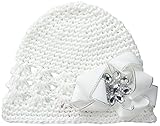 Toby & Company Girls' Hand Crochet Beanie with Gem Center Bow White Newborn Infant Blended [並行輸入品]