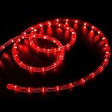 WYZworks 50' feet Red LED Rope Lights - Flexible 2 Wire Accent Holiday Christmas Party Decoration Li