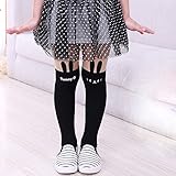キッズ ガールズ タイツ 子供 可愛い 動物柄 ストッキング Pantyhose (Black Rabbit)