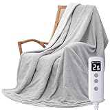 萌えニャンコ 電気毛布 掛け敷き兼用 ダブル 200×150cm 快眠運転 9段階温度調節 タイマー ダニ退治 洗える 省エネ グレー