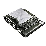 QIANGDA オーニング テント アウトドア ターポリン カーポート ボートオーニング ピクニック ターポリン -180g / M 2、厚さ0.35mm、 ダークグリーン+シルバー、 9サイズ 利用