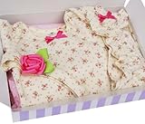 ビジュー&ビー オリジナルギフトセット ドットと小花シリーズ クリーム サイズ60、70、80(ロンパース+レッグウォーマー+ヘアバンド) BBTAM02-CR60