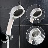 Ciencia節水 シャワーヘッド ホース シャワーホルダー セット ワイ ドシャワー 止水機能 シャワーヘッド 高水圧 ストップボタン付き、白い、 BS156F
