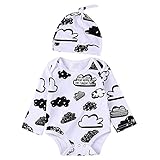 Là vestmon　ベビー服 新生児 キッズ 子供服　ロンパース＋帽子2点セット 可愛い雲プリント 赤ちゃん 綿 生産祝い カバオール 春夏70 80 90 100