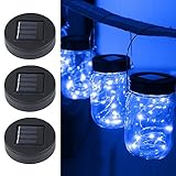 KOBWA イルミネーションライト ストリングスライト ガラスソーラーライト Mason Jar メイソンジャー 20 LED ライト ソーラー充電可能 ライブ応援グッズ 装飾用 インテリア クリスマ