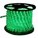 LEDロープライト 点滅セット 緑 50m チューブライト 1250球 直径10mm イルミネーション 高輝度 AC100V クリスマス 照明 デコレーション 防水 屋外