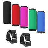 5個パック ハンドルラップ スーツケース 用 ラップグリップ + 二つ 荷物まとめ ストラップ SENHAI 荷物ハンドルラップ 荷物運ぶパッド 楽に運ぶ - ブラック, ピンク, グリーン, ブルー