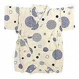 甚平 ロンパース ベビー 男の子 じんべい 和柄 日本製生地 アイボリー 70