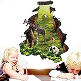 auwer 3d動物園ファッションクリエイティブビュー壁ステッカーフロアステッカーBreak Through the壁アート壁画デカールfor子供部屋ホーム装飾リムーバブル-22.829.1 "