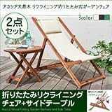 アカシア天然木　リクライニング折りたたみ式ガーデンチェア Resse レッセ 2点セット(チェア1脚+サイドテーブル) W55 soz1-500025827-114501-ah チェアカラーはブラック