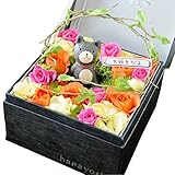 花由 ボックスフラワー hana cube 黒箱 生花 アニマルver にゃんこ フラワーアレンジメント 誕生日プレゼント 女性 女友達 花 ギフト