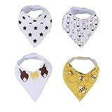 ４枚セット　カラフル　幼児　赤ん坊　三角 スナップ サイズ調整可能 バンダナ 型 スナップ 式コットン スタイ エプロン　タオル　ユニセックスミツバチ/スター/ウサギ/背景パターン