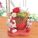 [florence du]プリザーブドフラワー ハローキティ アップル型陶器アレンジメント　クリアケース付 結婚祝い 誕生日 祝い フラワーギフト 花ギフト プレゼント 出産祝い 結婚記念日 クリスマ