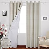 Deconovo Textured Stripe Thermal Insulatedグロメット遮光カーテン、コーティングBack Layer 52x84 Inch ベージュ CT1307D-2