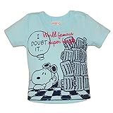 スヌーピーの5つの表情が楽しい天竺Tシャツ70cm:80cm:90cm (70cm, ブルー)