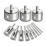 ハイエンド ホールソー ガラス タイル 穴あけ ダイヤモンド コアビット 12本セット 5mm 6mm 8mm 10mm 14mm 16mm 18mm 22mm 26mm 36mm 45mm 50m