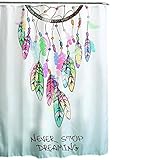 シャワーカーテンパネルシアーインテリアフック付きセットNever Stop Dreaming , 50 " 70 "